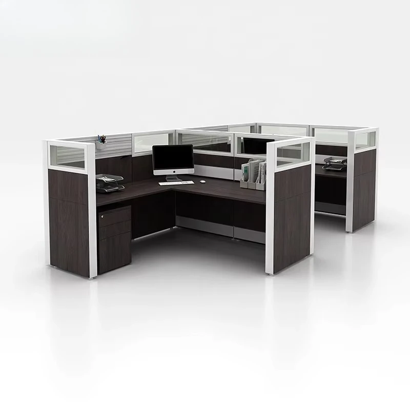 

Modern style wooden cubicle single semi-circular small design desk flexible workstation for office or school