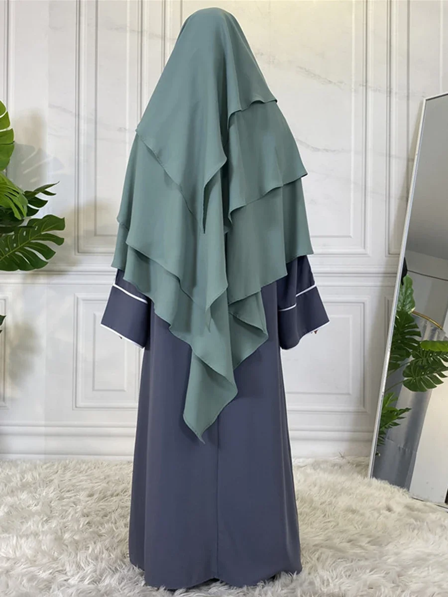 Ramadan Eid Muslim Long Hijab Headcarf Women 3 Layers Long Khimar  Jubha Islamic Clothing Hijabs Musulman Prayer Garment jilbab