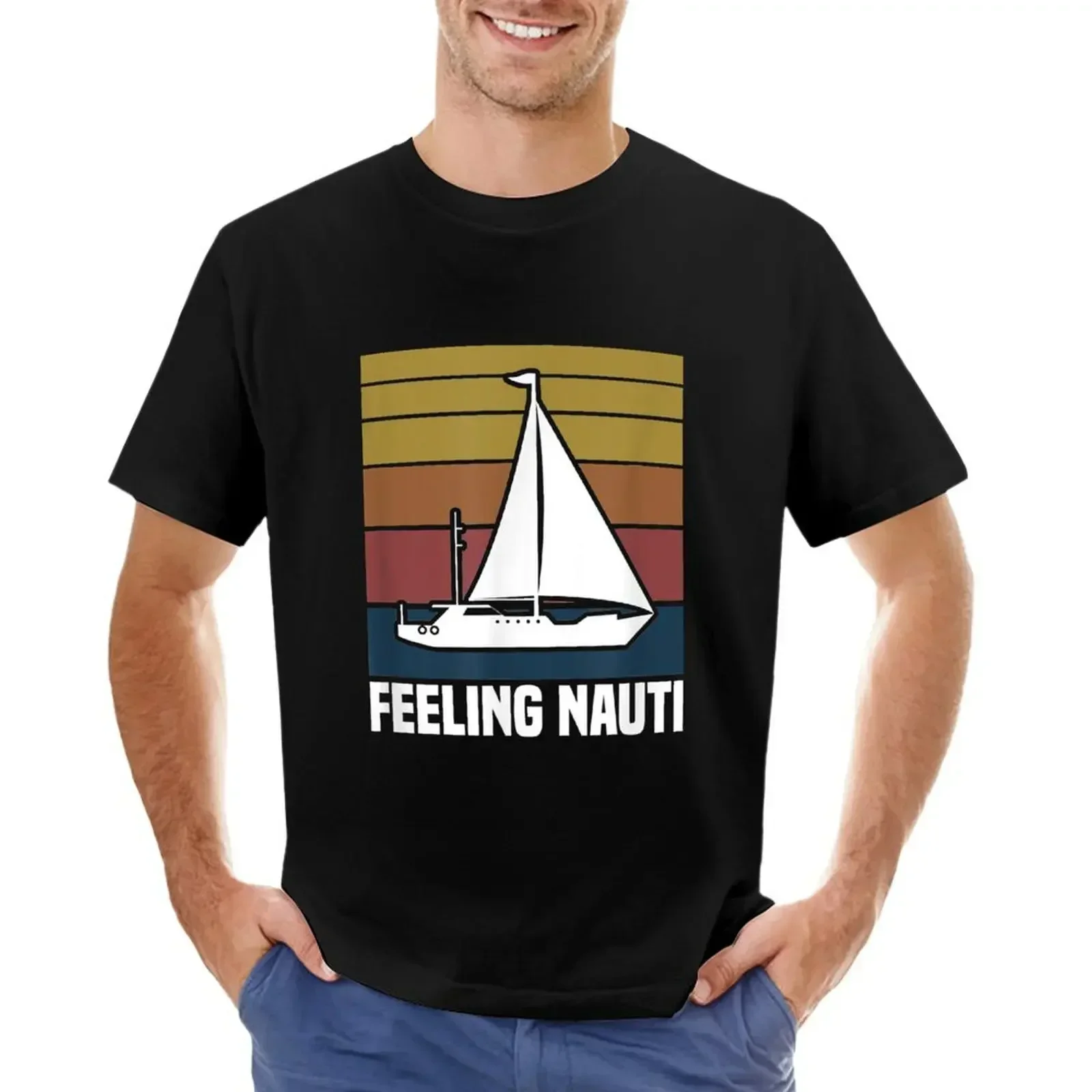 Feeling Nauti Sailboat Sailor Funny Sailing T-Shirt pot graficzne t shirty słodkie topy figurki anime moda męska