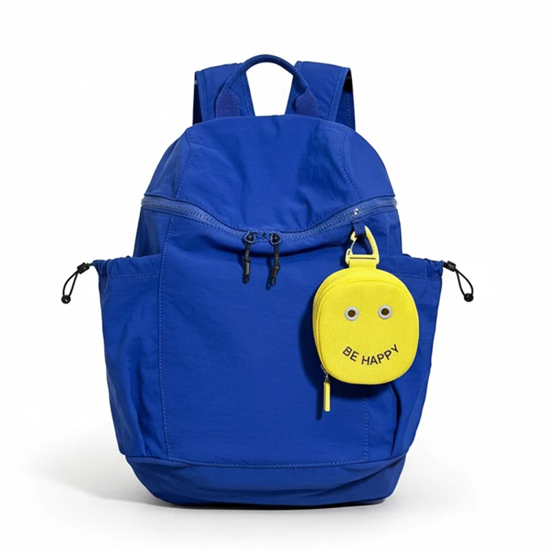 

Simple solid color nylon backpack suitable for both men and women, lightweight travel and hiking sports bag with zipper