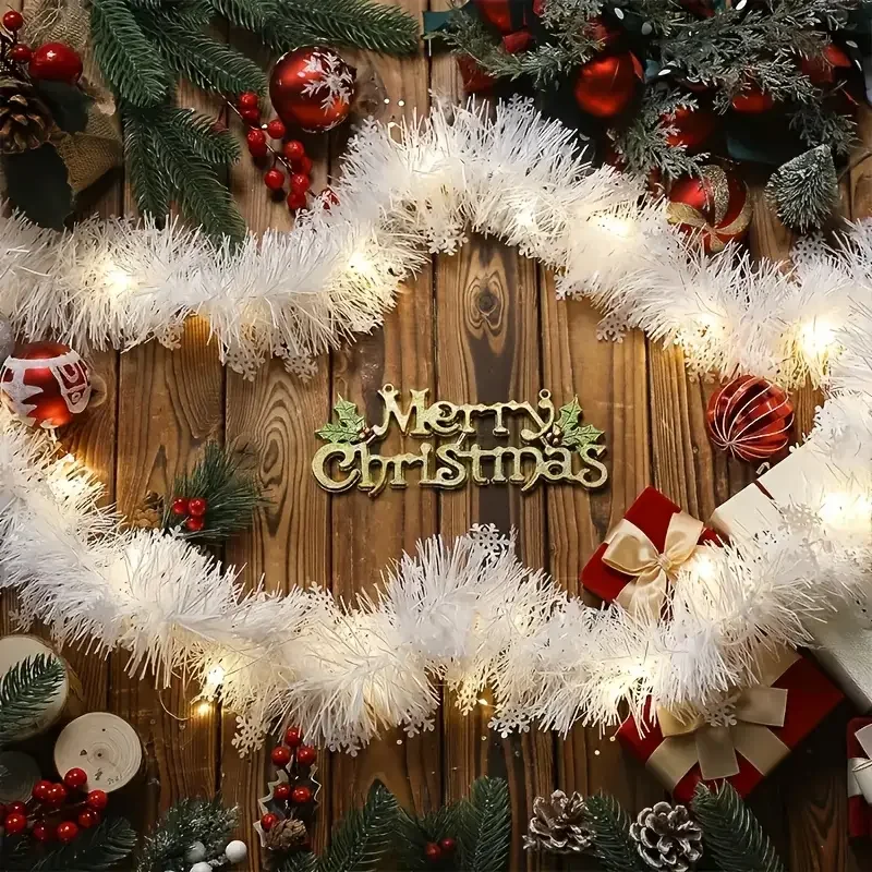 

4PCS 2M White Christmas Snowflakes Ribbon Christmas Tree Hanging strip Decor Christmas Wedding Birthday Party scene decoration