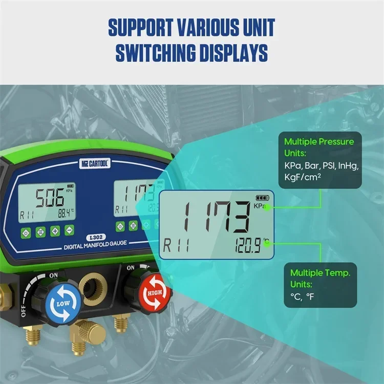 Low Price MRCARTOOL L302 Free Update Manifold Gauge Set Digital Manifold Ac Manifold Gauge Set