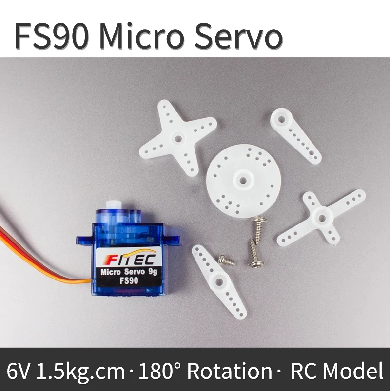 Feetech 1.5kg FS90 9G Mini Micro 180 Degree Servo with Accessories Feetech For RC Model Micro-controller Systems DIY Smart Car