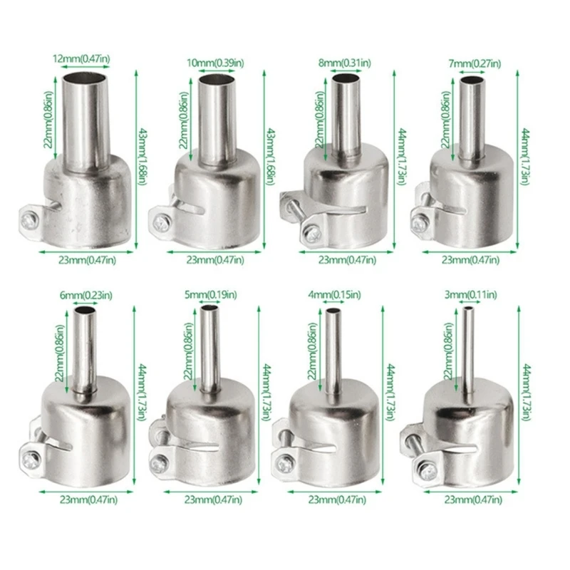 8 szt. Dysze opalarki, końcówki do ust, narzędzie do naprawy stacji lutowniczej na gorące powietrze