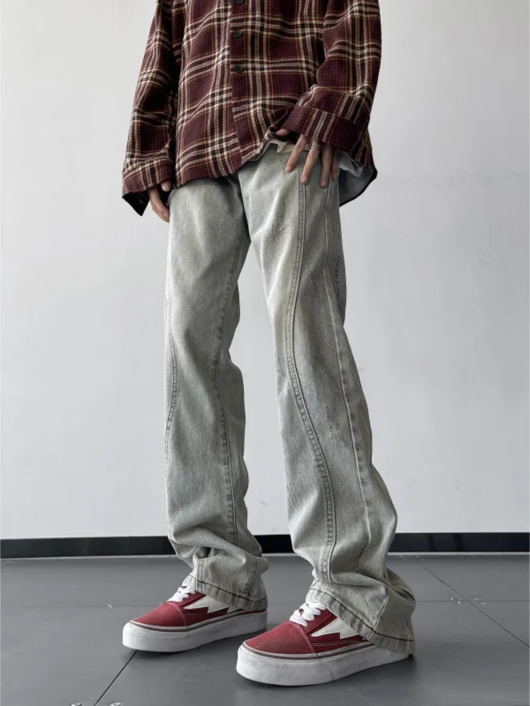 

Waed Denim Jeans Men's Straight Leg Slim Fit Jeans Spring Autumn American Trendy Brand Casual Wear Youth ular Cotton Pol...