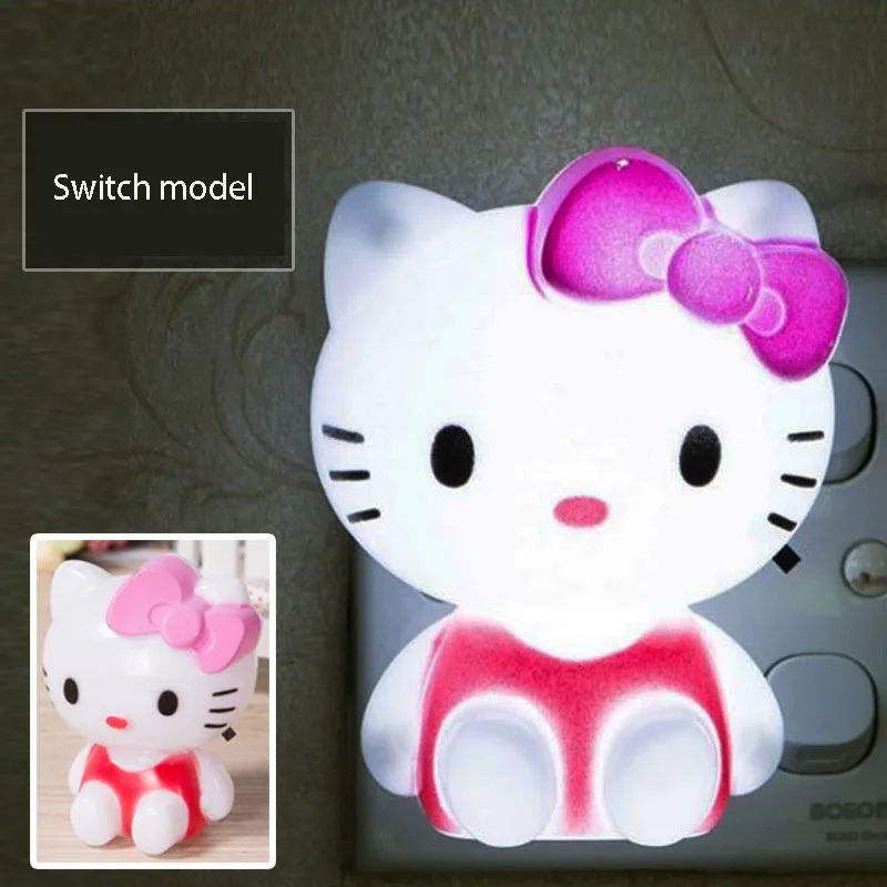 Sanrio Hello Kitty Cartoon Night Light Plug In Switch Bedroom Living Room Led Light Child Birthday Gift Decorate Ambient Light