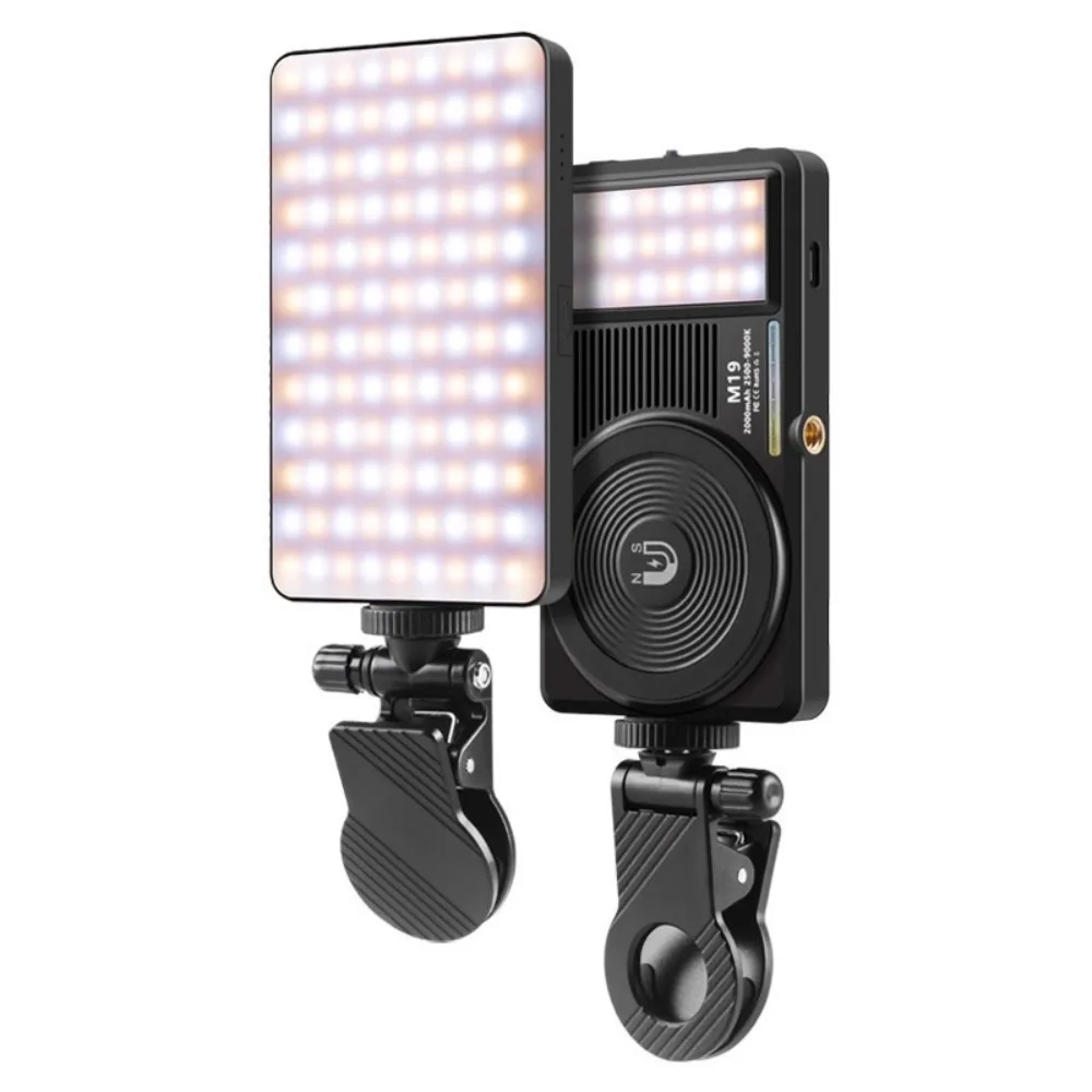 

Magnetic Attraction LED RGB Video Light Dimmable Light with 1/4 Hot Shoe Mount Selfie Light Rechargeable Adjustable Mini Lamp