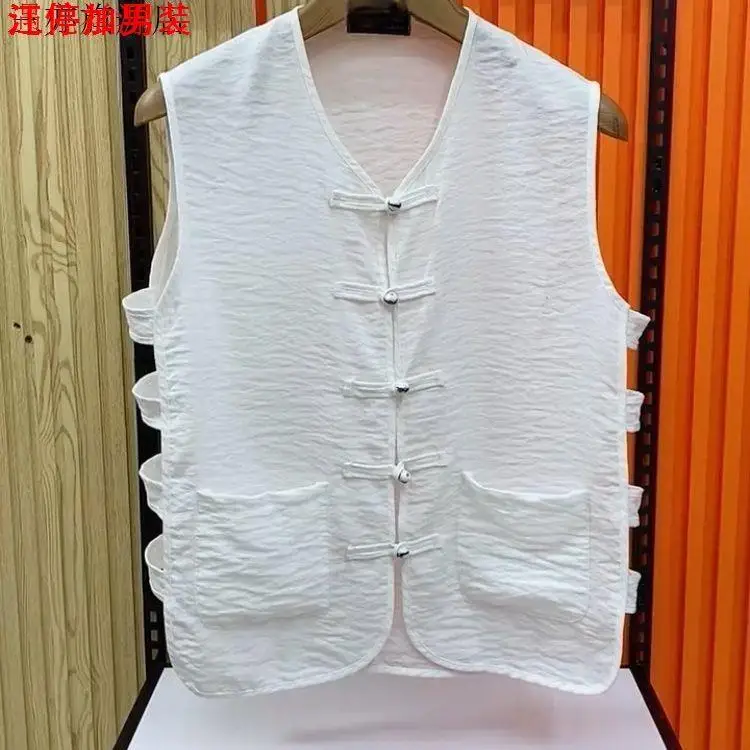 

New 2024 Men's Comfortable Soft Faion Simple Ethnic Sle Tang Suit Vest Autumn Casual Cotton 00% Traditional Chinese Clot...