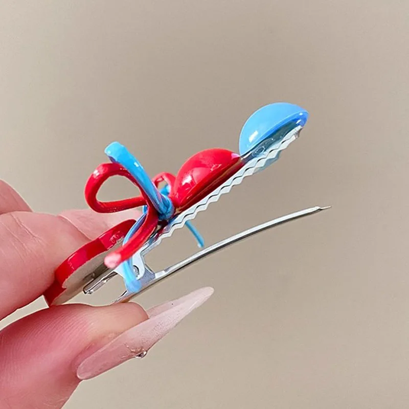 Immagine 7: Fermaglio per capelli coreano con fiorellino e fiocco, grazioso ornamento per capelli da donna e ragazza, forcina a becco d'anatra, accessorio per capelli alla moda