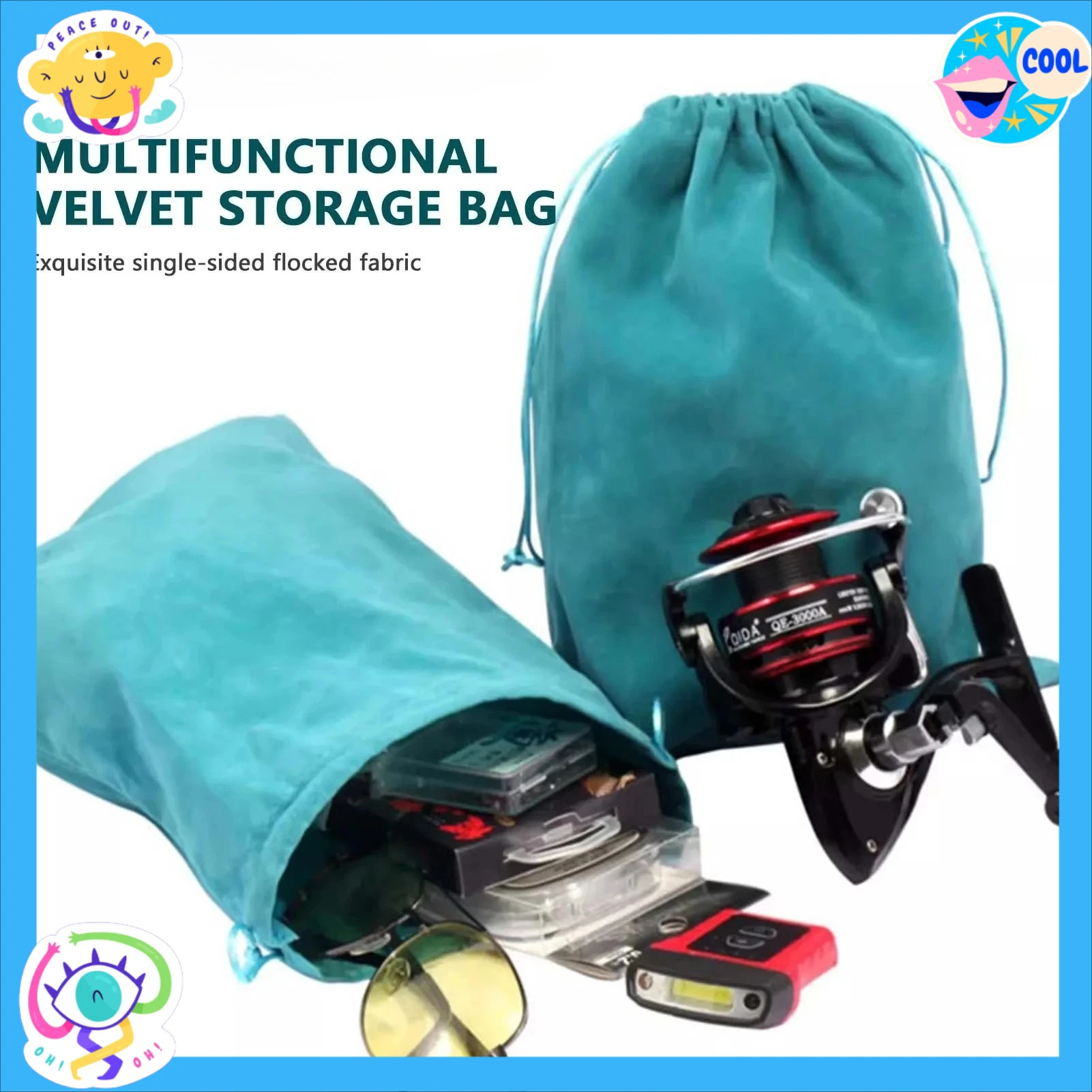 Torba na akcesoria wędkarskie, torba na kołowrotek, przenośna torba ochronna na kołowrotek ze sznurkiem