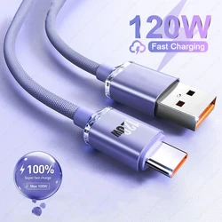 120W Fast Charge USB Type C Quick Charge Cable For Xiaomi Redmi Note 14 Fast Charging Cable For Huawei Honor OnePlus POCO OPPO