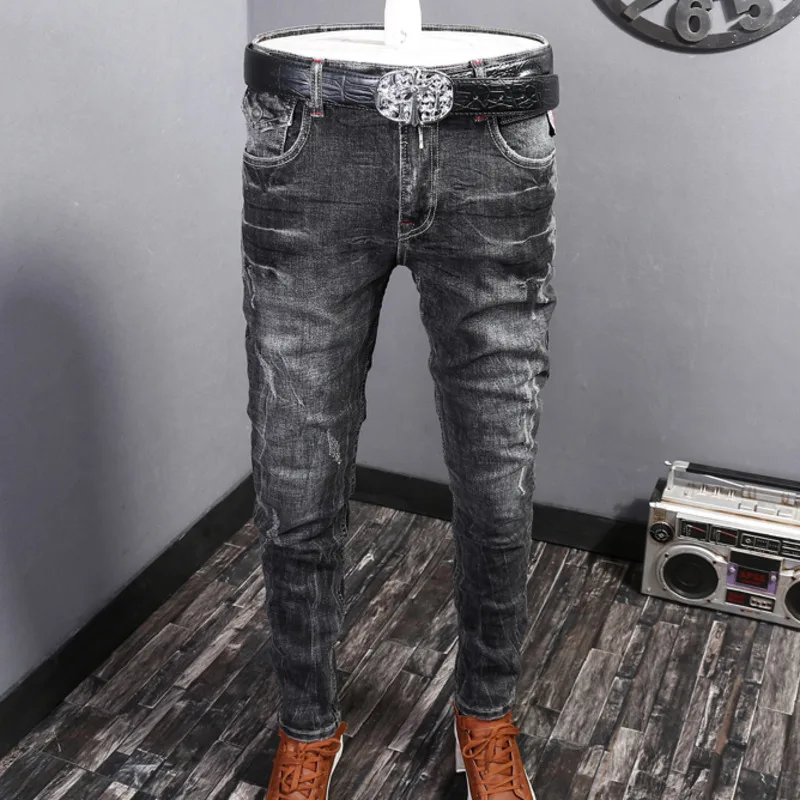 

Straight Men's Jeans Pants Show Korean Wash Black Multi Pocket Pants Men Streetwear Hip Hop Jeans Denim Pants Male Trousers