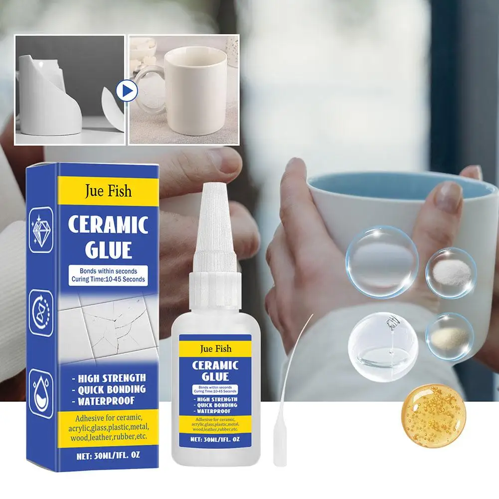 Ceramic Repair Glue Waterproof 30ml Glass Glue Ceramic Glue Pottery Glue Crafts Strong Adhesive Clear Glue for Pottery Porcelain