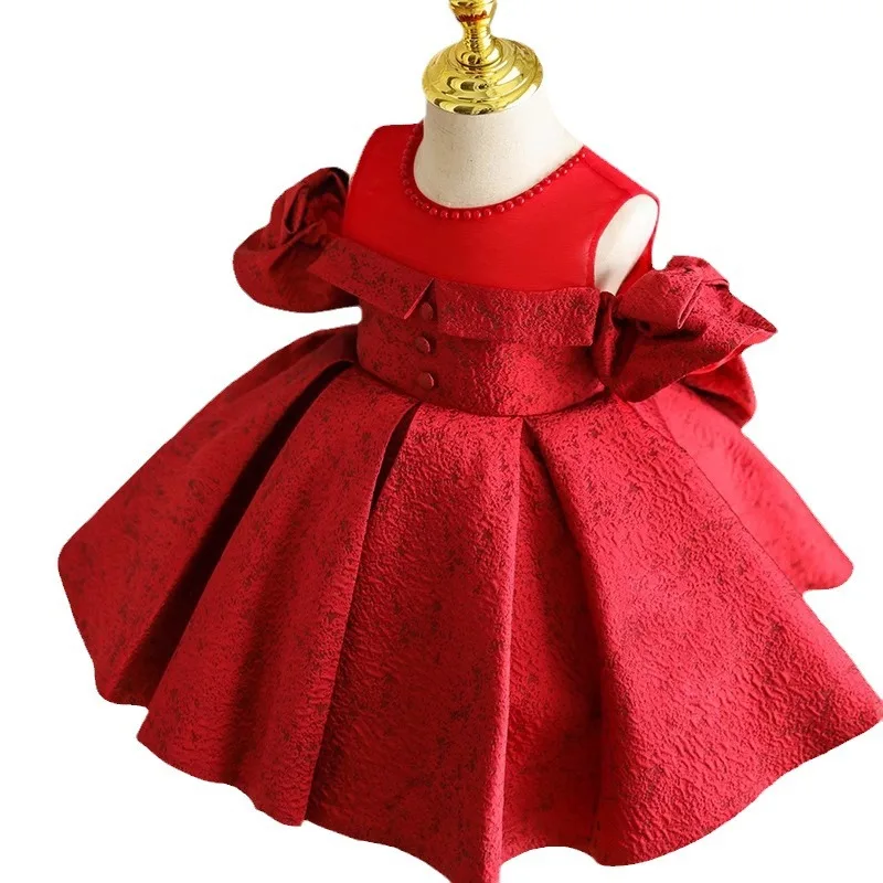 

New Baby Girls 1 st Birthday Baptism Princess Ball Gown Children Cute Bow Design Wedding Party Dress y1356