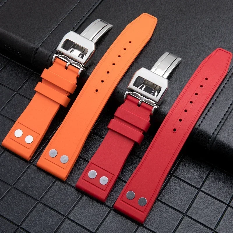 20 مللي متر 21 مللي متر 22 مللي متر مريحة فلوروروبر FKM المطاط حزام الساعات ل IWC حزام كبير الطيار بورتوفينو TOP GUN حزام (استيك) ساعة مع برشام