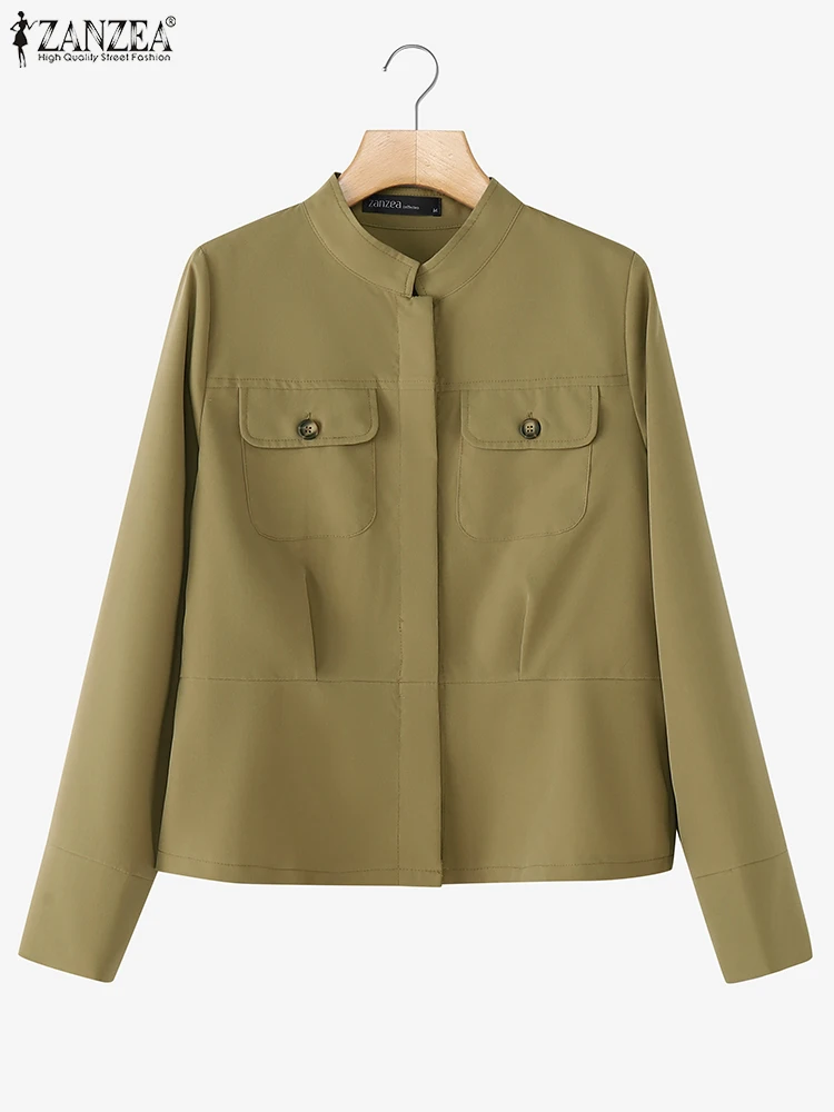 

ZANZEA 2025 Women Fashion Lapel Long Sleeve Jackets Autumn Coats Solid Thin OL Work Outwears Stylish Slim Fit Office Jackets
