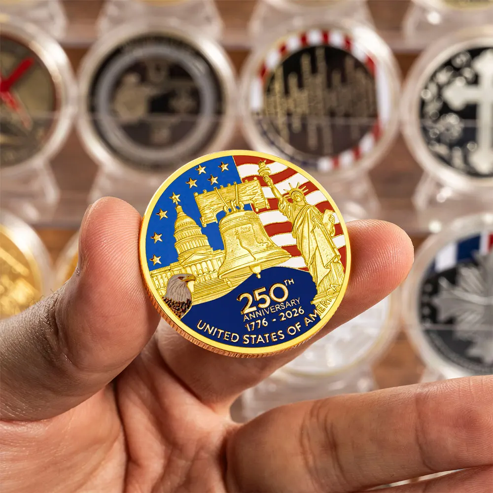 The 250th Anniversary Commemorative Military Coin of The United States Gold-plated Statue of Liberty Challenge Coin