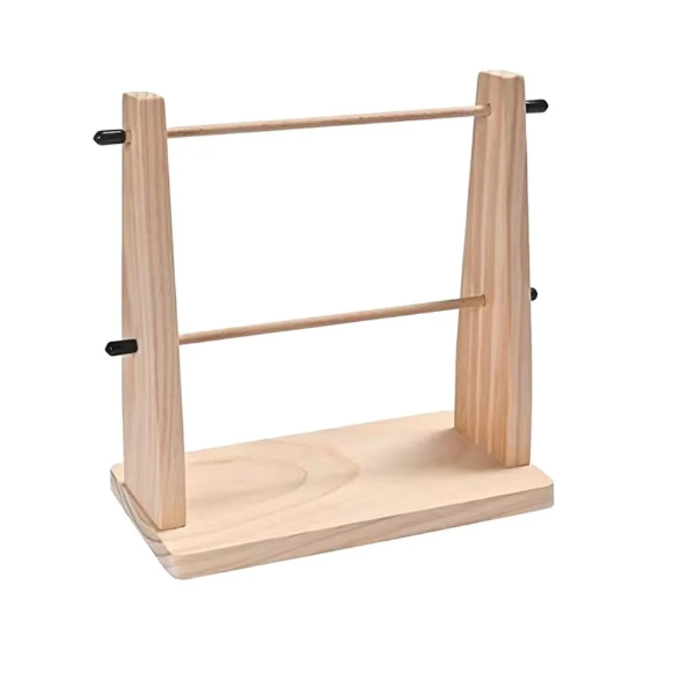 Double Layer Wooden Yarn Holder Manual Vertical Rotating Yarn Ball Stand Handmade Detachable Frame Wool Storage Rack DIY Craft