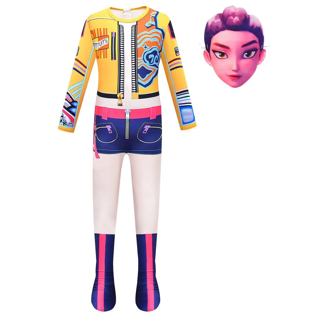 

Kpop Demon Hunters Kids Halloween Cosplay Costume Rumi Mira Zoey Girls Bodysuit Outfits Jumpsuit Mask Bags 3PCS Carnival Suits