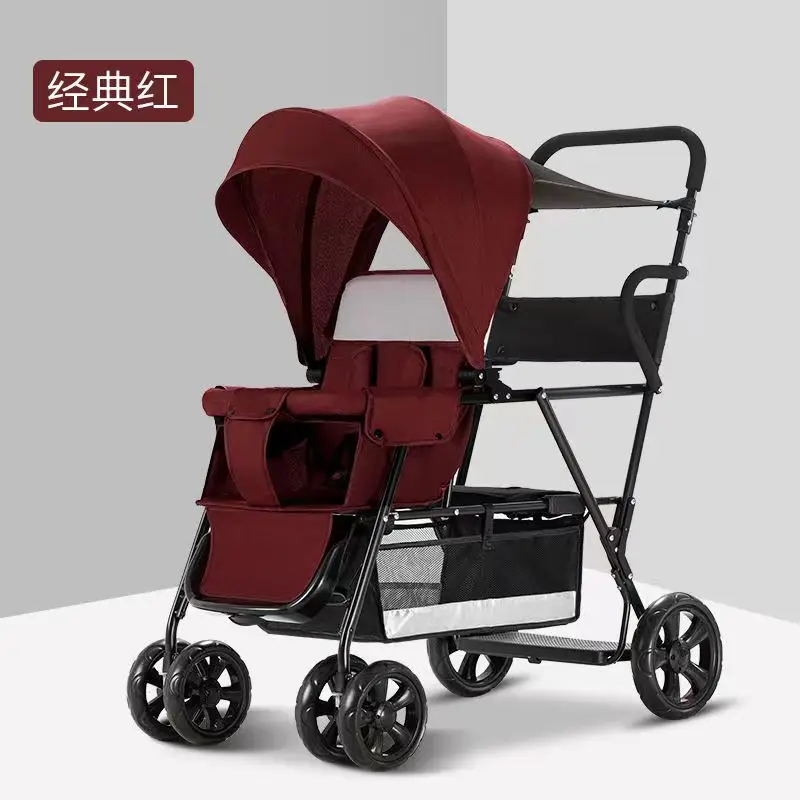 Twin strollers for front and rear strollers lightweight folding double two-seater strollers for reclining