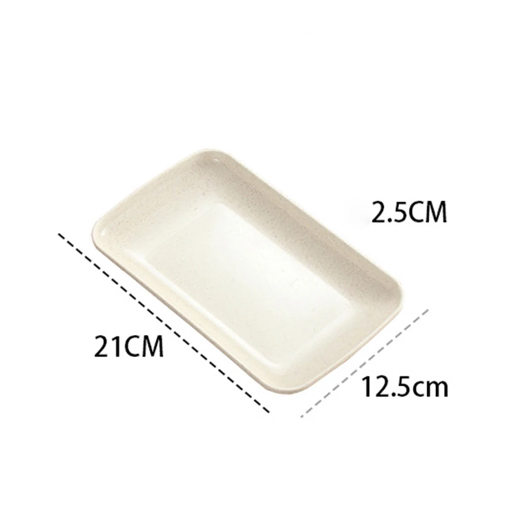 

4Pcs Rectangular Dinner Plate Wheat Friendly Microwave Safe Serving Dish Household Kitchen Accessories Fruit Vegetable