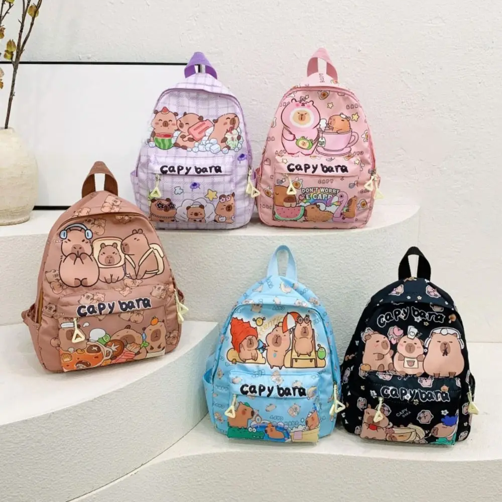 New Large Capacity Capybara Backpack Cartoon Ultra-light Student Schoolbag Breathable Nylon Book Bag