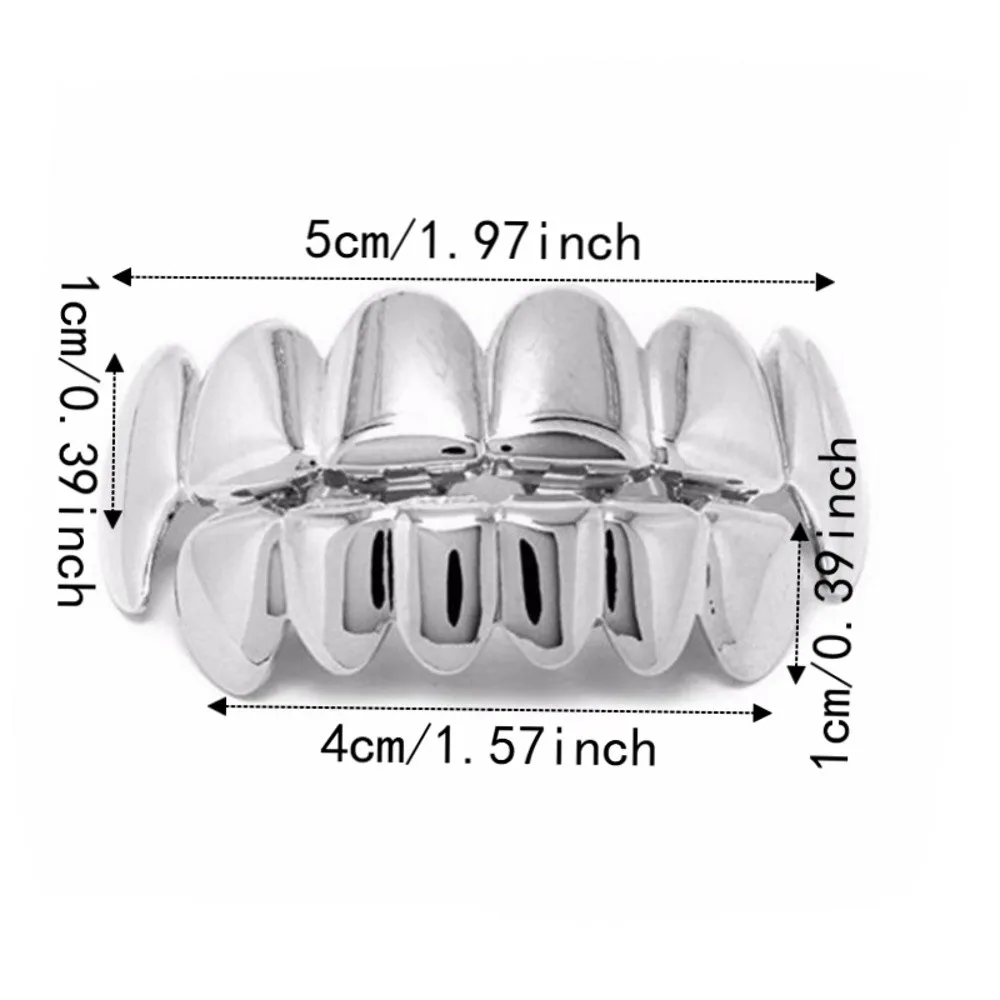 Modisches Set aus Oberteil und Unterteil mit Zahn-Grillz, bequem, glänzend, zahnmedizinische Grillz, einzigartig, langlebig, Halloween-Zahn, Hip-Hop-Stil – Detail 1