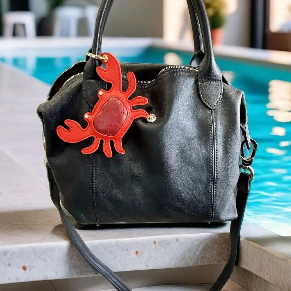 Cute Beach Style Pu Leather Lobster Pendant Summer Hanger Pu Crab Keychain Creative Cute Bag Charm Men
