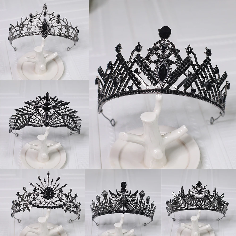 

1pc Luxurious Jewelry Hair Accessory for Parties Banquets Weddings Wearing Trendy Punk Black Men's And Women's Headwear Crown