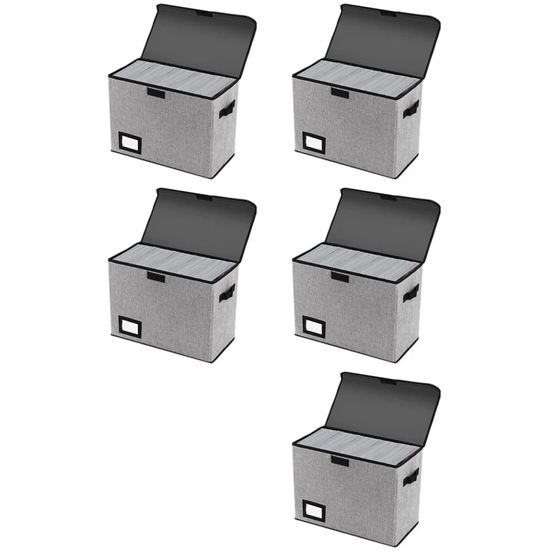 AU61-5X Comic Book Storage Boxes, Back To School Fold Comic Short Box Case With Lid, Book Bin Container Holds 150 Comics Gray