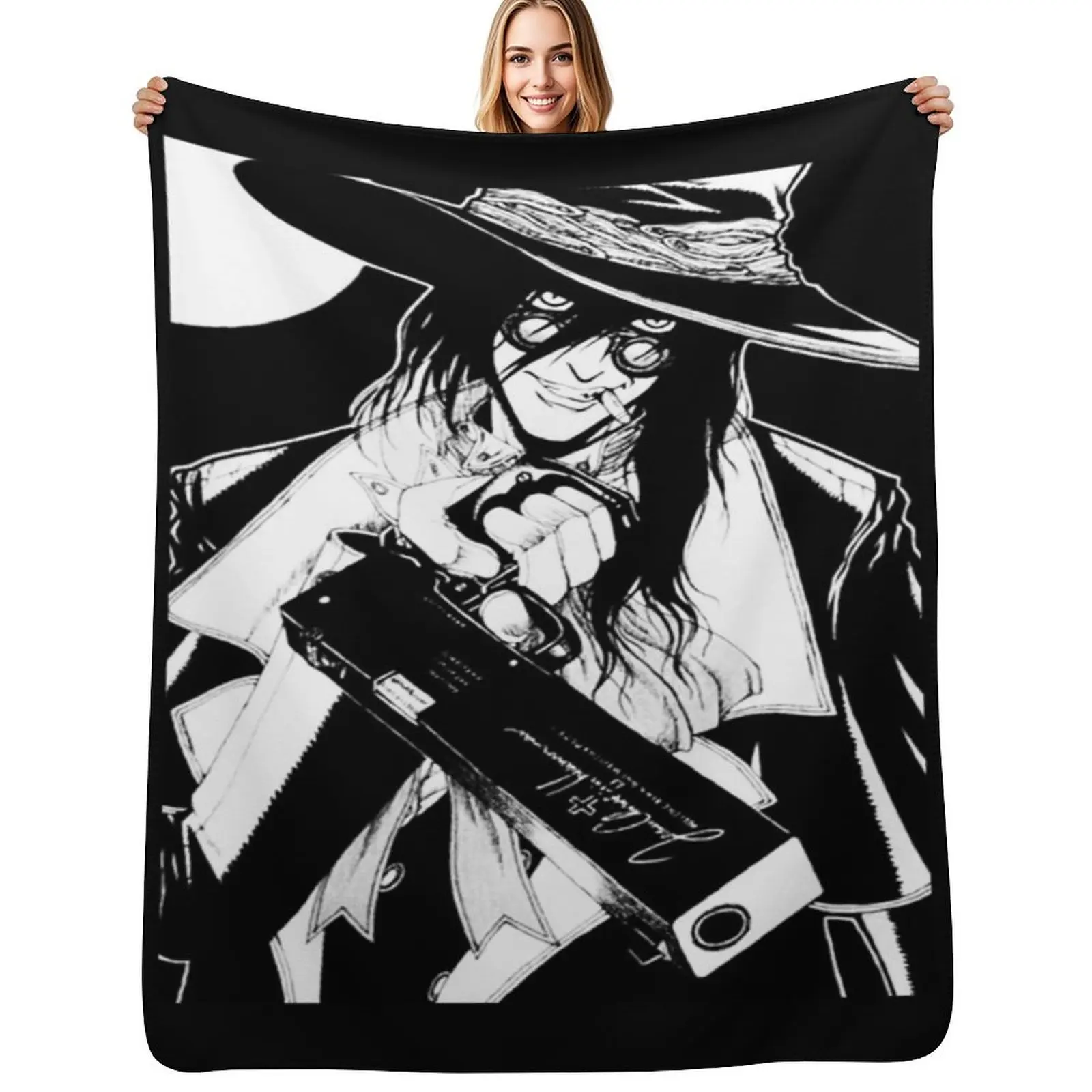 

Hellsing - Alucard - Ready To Kill Throw Blanket Flannel Fabric Cute Luxury Thicken Luxury Blankets