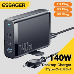 Essager 140W GaN USB Type C Desktop Charger 100W Quick Charge QC4.0 PD3.0 Fast Chagers Station For MacBook Samsung iPhone Laptop