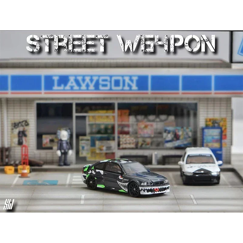 Straßen waffe 1:64 e46 m3 Hai Diecast Diorama Auto Modell Sammlung Miniatur Carros Spielzeug Sw Auto Spielzeug