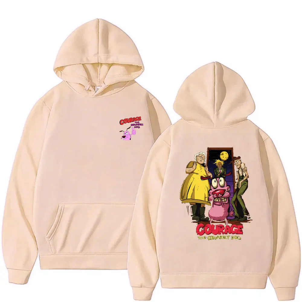 

Unisex Fashion Drop-shoulder Sleeve Sweatshirt Courage The Cowardly Dog Logo Hoodies Double Sided Print Cartoon Famale Pullover