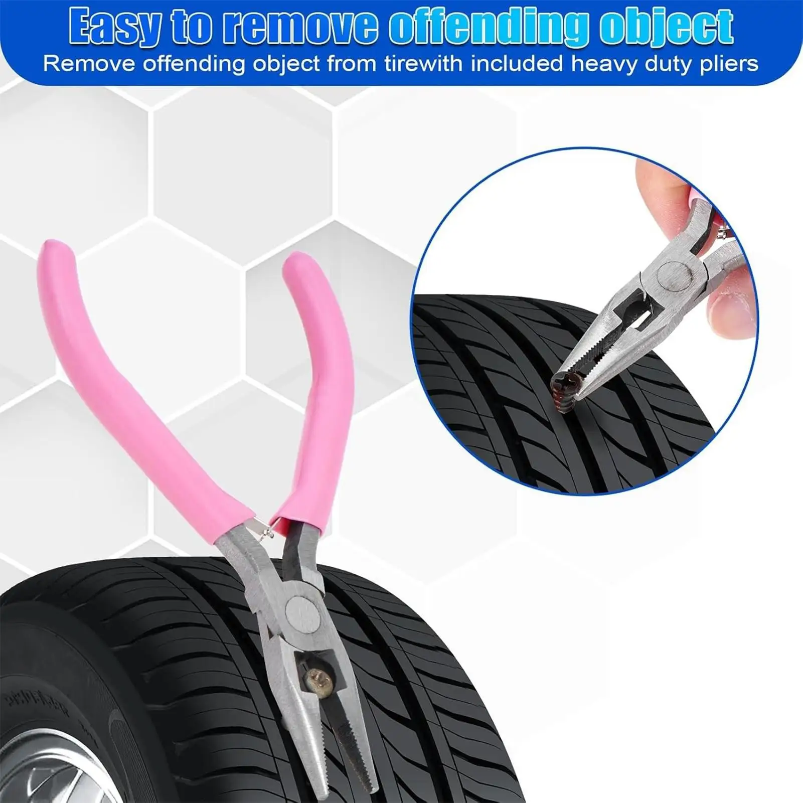 Tire Repair Rubber Nail Kit Quick Puncture Tools Tire Plug Kit For Motorcycle Long Distance Travel Daily Commute Vehicle