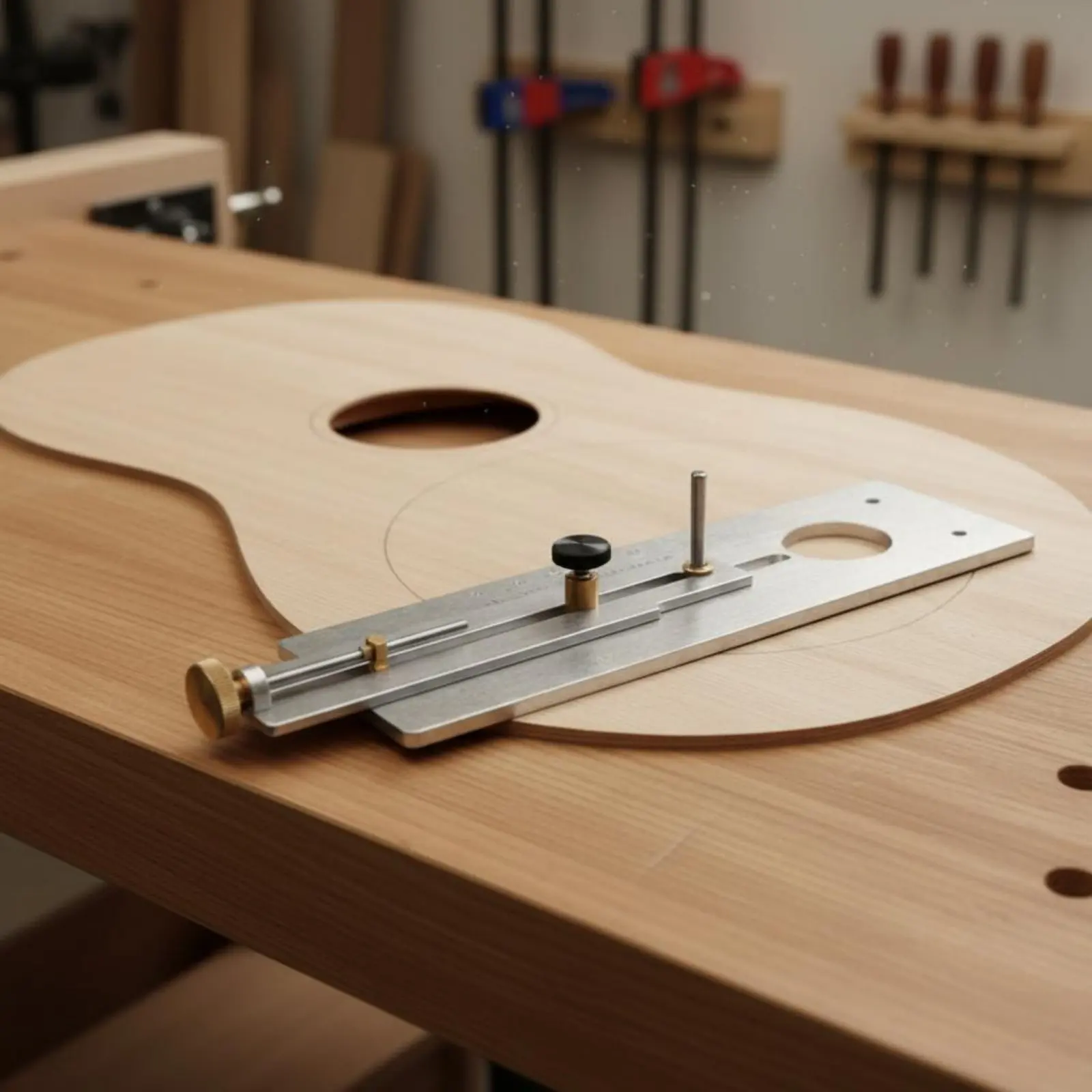 

Sound Hole Router Base Adjustable Sound Hole Cutter Base Precision Cutting Depth Adjustment Aluminum Alloy for Instrument Makers