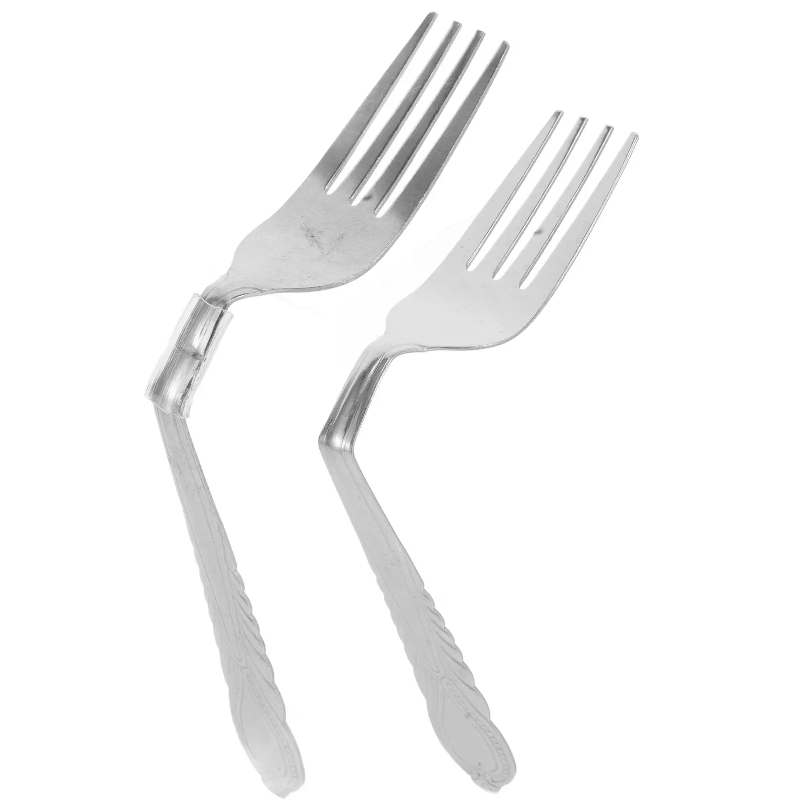 

2 Pcs Thought Fork Mind Bend Trick Bending Spoon Toy Props Silver Magician Tricks