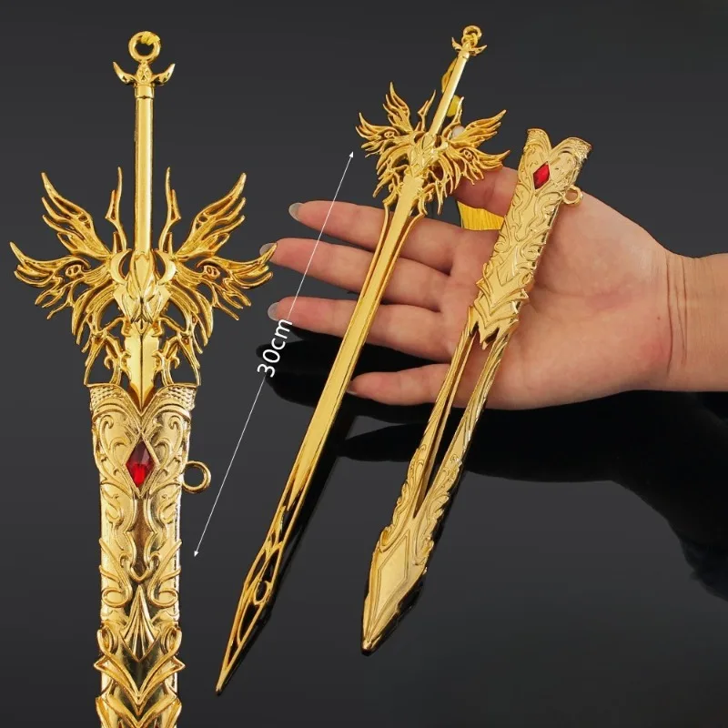 Arma de espada del Arcángel de 30cm, periféricos de Anime, modelo de espada samurái de Metal con funda, accesorios de escritorio, colecciones de adornos