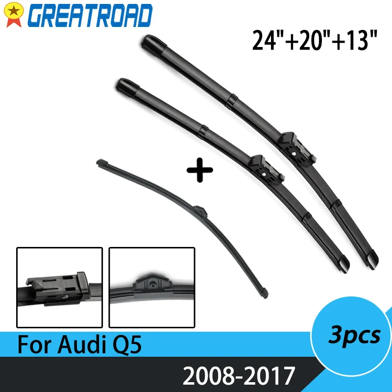 Limpador lhd dianteiro e traseiro conjunto de lâminas de limpador para audi q5 2008 09 10 11 12 13 14 15 2016 pára-brisas janela 24 "+ 20" + 13"