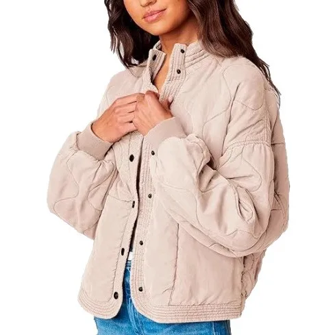 Autumn and Winter Women's Shoulder Down Quilted Loose Casual Patchwork Button Cotton Jacket