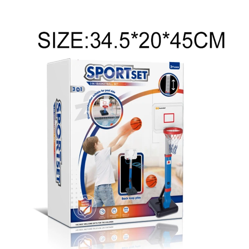 Indoor Outdoor Sport 3 in 1 Basket Rack Throwing Ring Game Toy Basketball Ball Stand