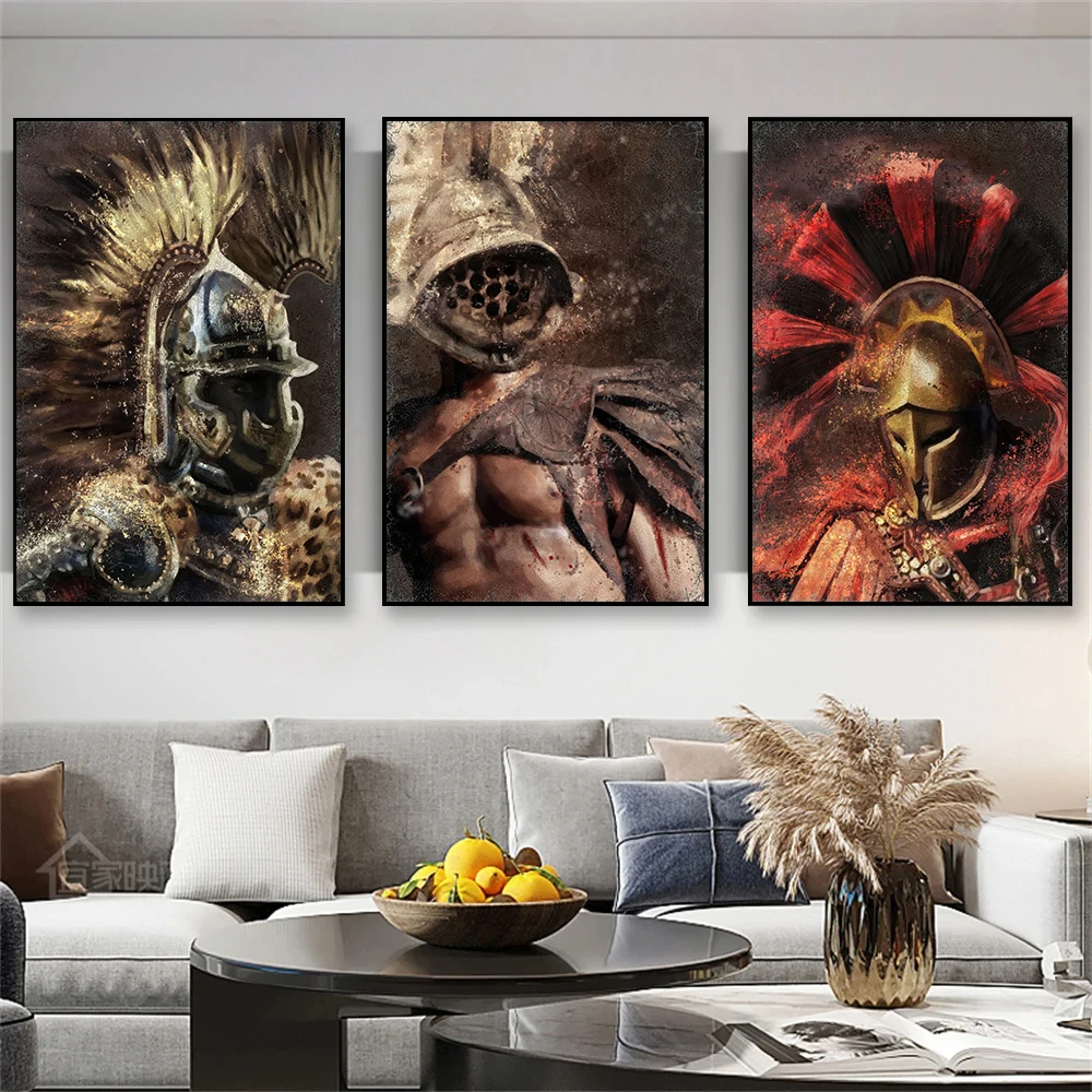 Abstract Legendary Warriors Ancient Spartan Knights Mythology Poster and Prints Wall Art Pictures Canvas Painting Home Decor