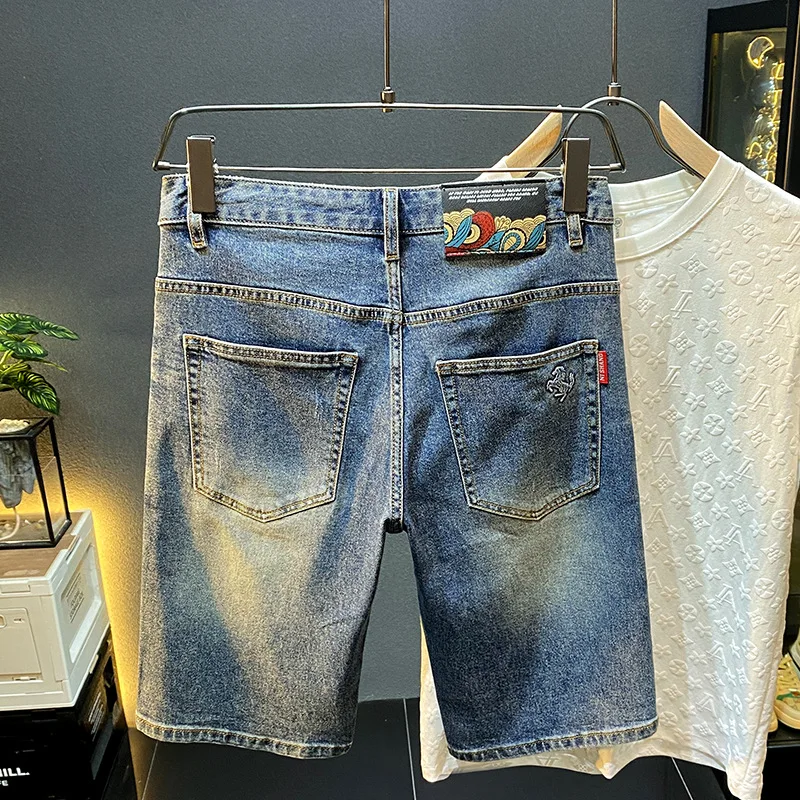 

Classic Minimalist And Versatile Casual Denim Shorts Men Summer Slim Fashion Trendy Straight Loose Fit Comfortable 5-Inch Jeans