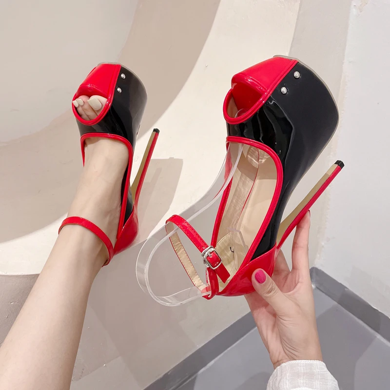 Eilyken Street Style Platform Ultra High Heels Women Pumps Sexy Elegant Open Toe Buckle Strap Wedding Stripper Ladies Shoes