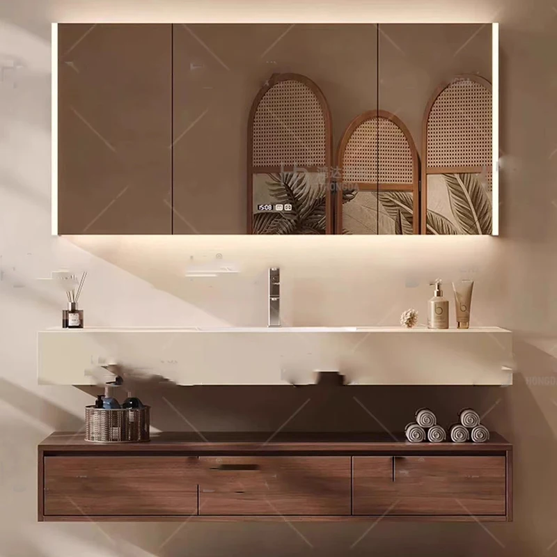 

Элитный белый шкаф для ванной комнаты с раковиной, классическое высокое зеркало, умный шкаф для хранения, мебель для дома