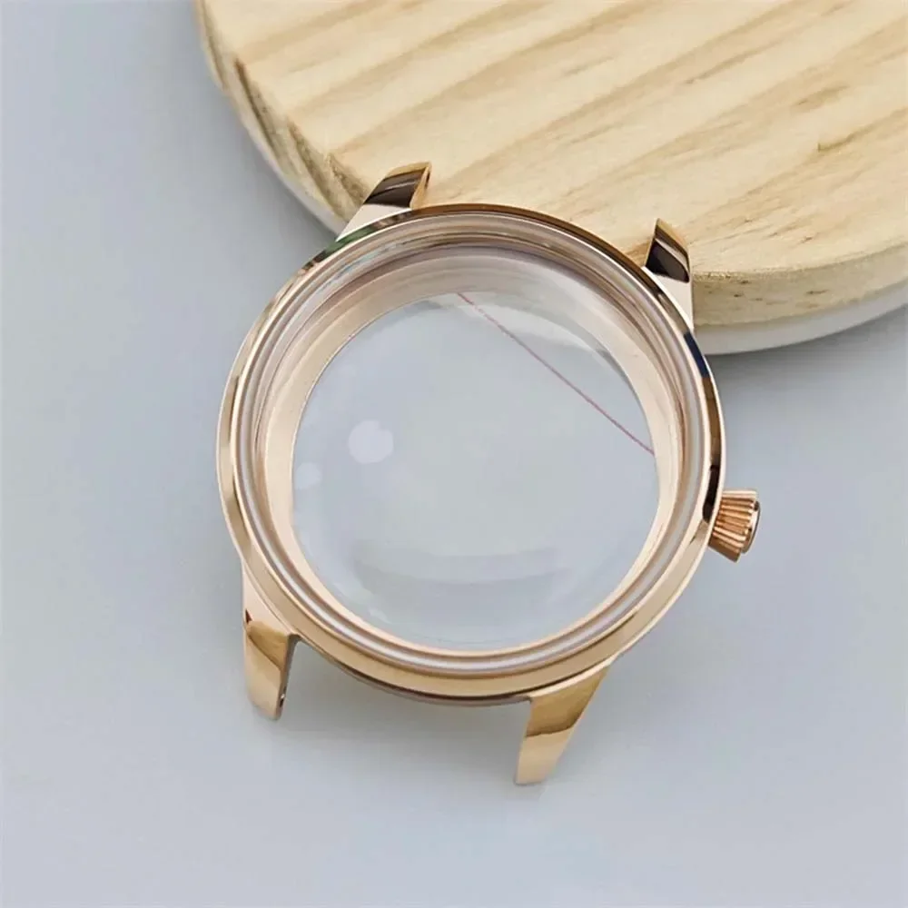 33mm Watch Case for NH35 Movement Modified Shell 316L Stainless Steel Silver/Rose Gold Case Arch Glass Mechanical Watch 5ATM