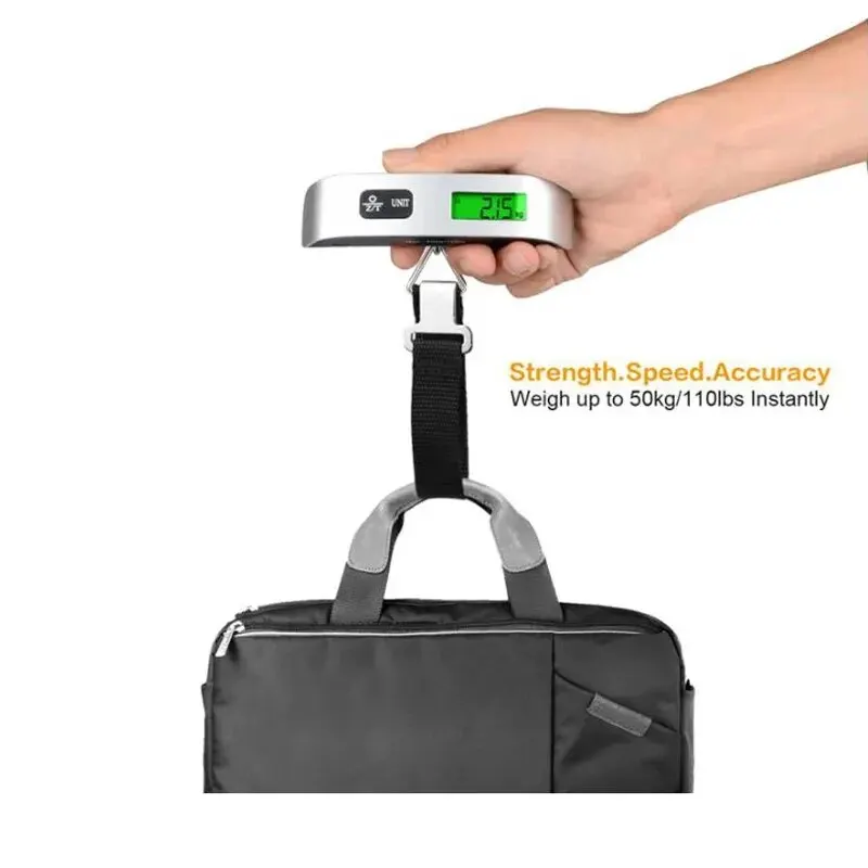 50kg/110lb Portable Digital Luggage Weight Scale LCD Display Pocket Electronic Suitcase Travel Scale Balance Baggage Weight Tool