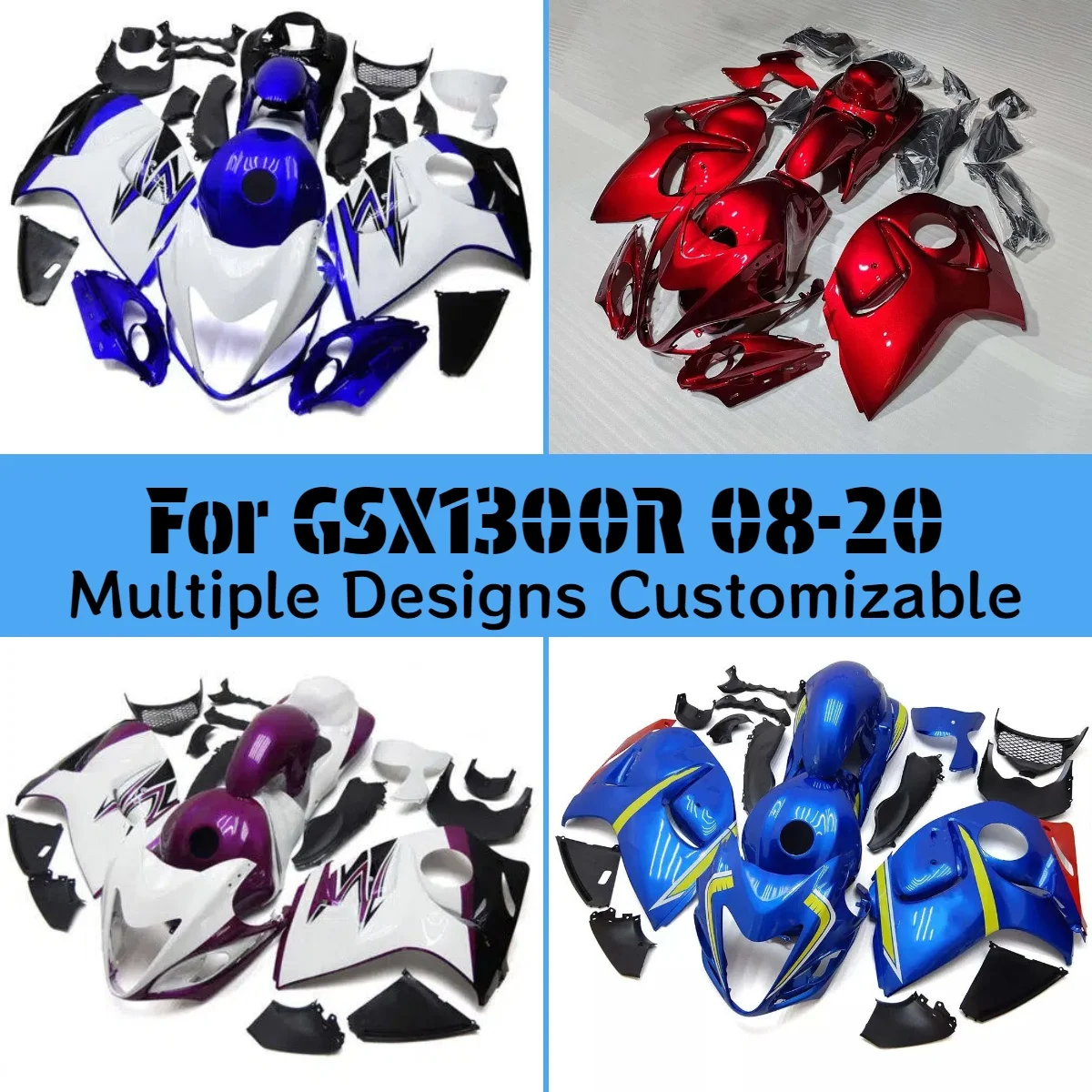 

Для GSX 1300R 2008-2020 комплект обтекателя из АБС-пластика GSX1300R 08-20 пластиковая часть комплект кузова обтекатели кузова мотоцикла