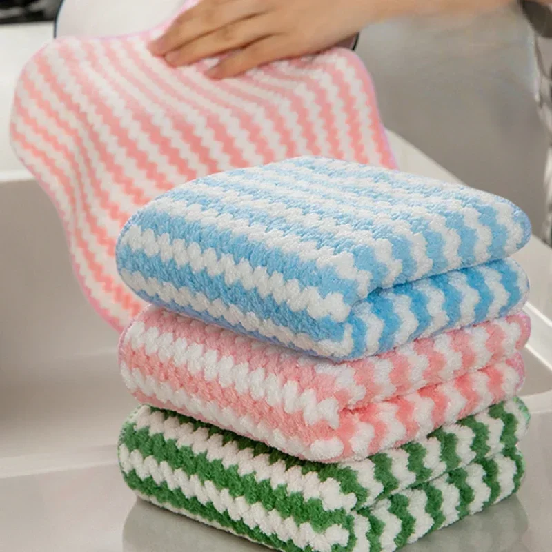 Wavy Dishcloth Rag Absorbing Water Is Not Easy To Lose Hair Housework Cleaning Kitchen Supplies Lazy Rag Degreaser Towel