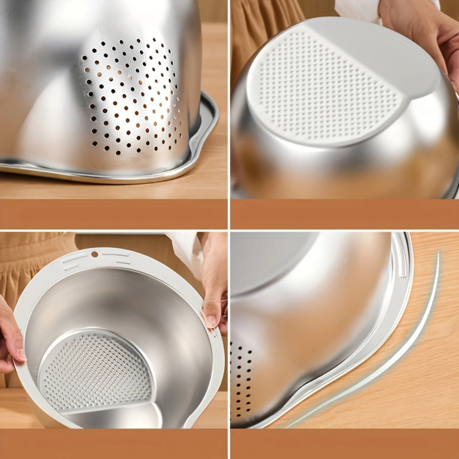 Steel Kitchen Sink Strainer - Multifunctional Drain Basket & Fruit Cleaning Bowl With Filter Container Maximize Counter Space Wi